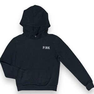 EUC Victoria's Secret PINK Black, Silver Glitter Pull Over Hoodie- XS